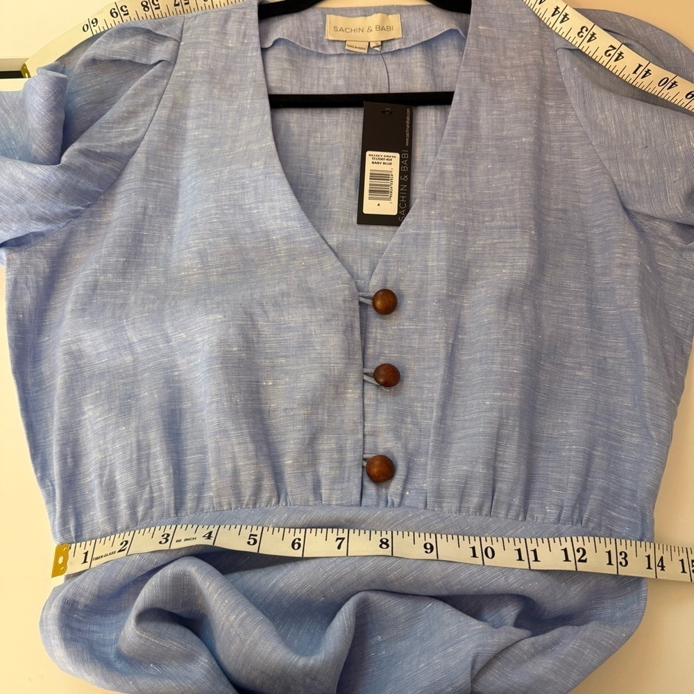 Sachin & Babi - Kelsey Linen Dress Baby Blue Belted NWT size 4 - Picture 11 of 11